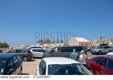 Biokovo Croatia July 2020
Small Parking Area In Front Of The Biokovo Skywalk, People Struggling To F