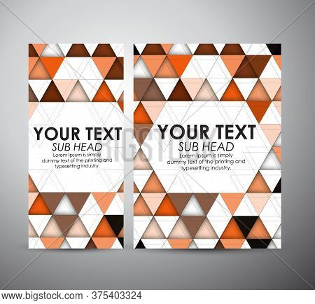 Business Design Abstract Orange Triangle And Geometric Strip Pattern Background. Vector Illustration