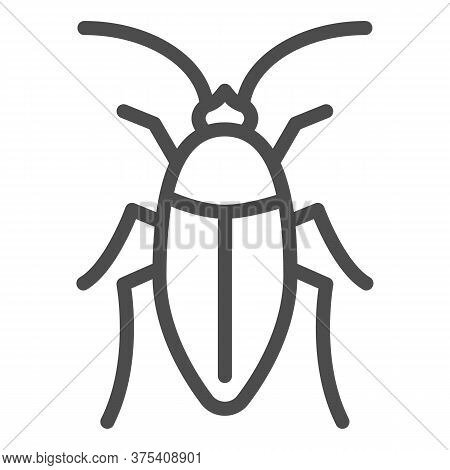 Cockroach Line Icon, Pests Concept, Beetle Sign On White Background, Roach Icon In Outline Style For