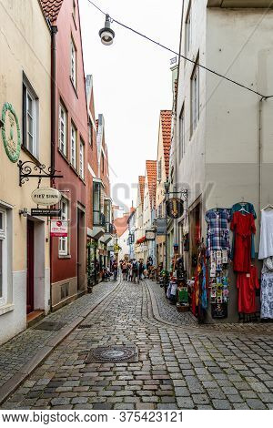 Bremen, Germany - August 5, 2019: Picturesque Houses In Historic Schnoorviertel, A Neighbourhood In 