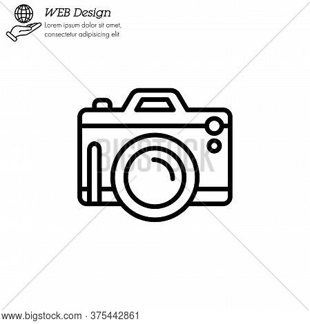 Camera Photography Icon Thin Line, Linear, Outline. Pocket Digital Camera Simple Sign, Fotocamera Lo