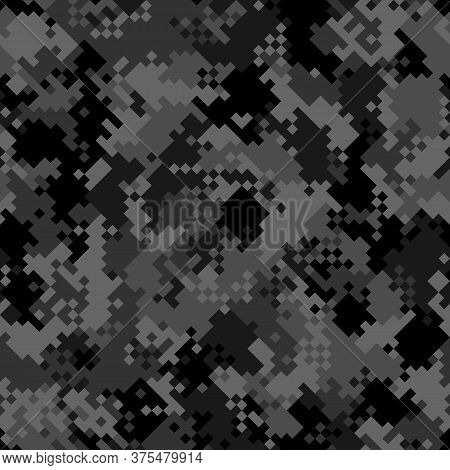 Military Camouflage Seamless Pattern. Urban Digital Pixel Style.