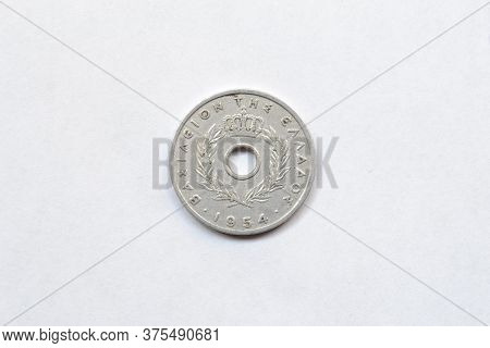 Reverse Of 10 Lepta Coin Made By Greece In 1954