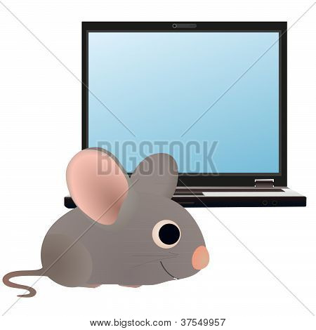 Legrační myš u notebooku