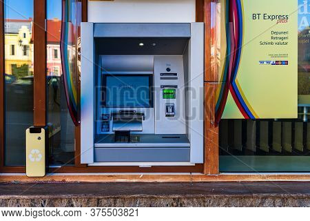 Close Up Of Atm Cash Money Machine In Lugoj, Romania, 2020