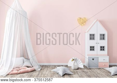 Kids Frame Mockup, 3d Renering  Room, Wall Poster Mockup
