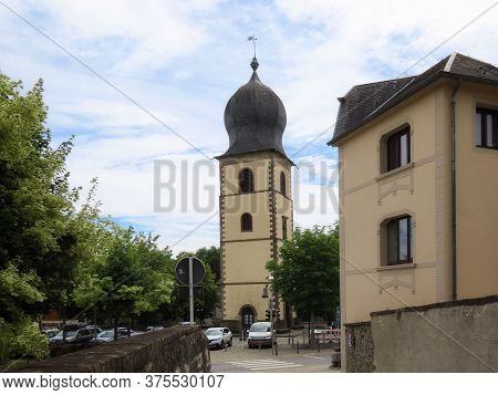 St. Michaels Or Old Tower In Market Square Of Mersch, Luxembourg - July 4, 2020