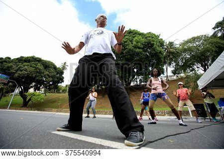 Salvador, Bahia/ Brazil - February 21, 2016: People Are Seen During Tai Chi Chuan Class In Salvador'