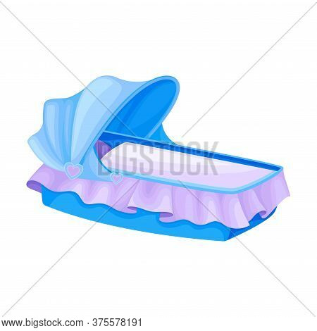 Blue Carrycot Or Basket For Carrying Baby Vector Illustration