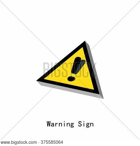 Yellow Triangular Warning Sign Over White Background. Vector Yellow Triangular Warning Sign. Eps8.