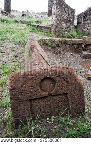 Bitlis, Turkey - 21 May 2011: Ahlat Seljukian Cemetery. Seljuk Period Tombstones.