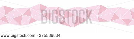 Pink Triangle Shaped Mosaic Vector Border Print. Simple Abstract Surface Print Design For Decorating