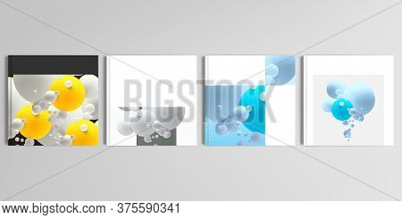 Realistic Vector Layouts Of Cover Mockup Design Templates For Square Brochure, Cover Design, Flyer, 