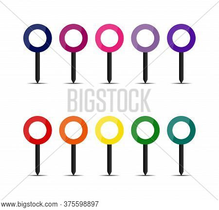 Set Of Vector Round Map Pointers. Stock Illustration For Applications And Sites.