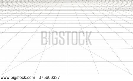 Vector Perspective Grid. Detailed Lines On White Background.
