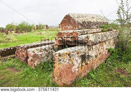 Bitlis, Turkey - 21 May 2011: Ahlat Seljukian Cemetery. Seljuk Period Tombstones.