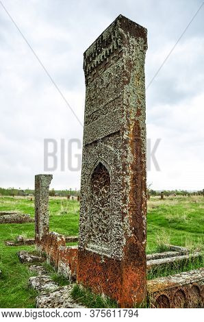Bitlis, Turkey - 21 May 2011: Ahlat Seljukian Cemetery. Seljuk Period Tombstones.