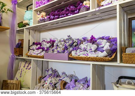 Kanaf, Israel, May 29, 2020 : Sack Of Lavender Seeds For A Smell For Sale In A Store On The Azizo La