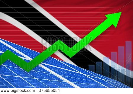Trinidad And Tobago Solar Energy Power Rising Chart, Arrow Up  - Alternative Energy Industrial Illus