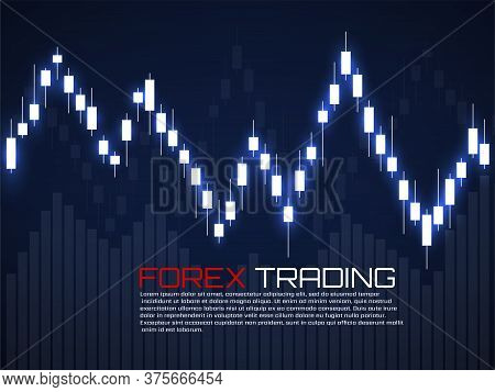 Stock Market With Glowing Japanese Candles. Forex Trading Graphic Design Concept. Abstract Finance B