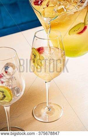 summr lemonade with kiwi fruits and strawberries