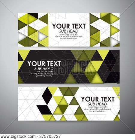 Abstract Triangle And Geometric Strip Pattern Background. Vector Banners Set Background. Vector Illu