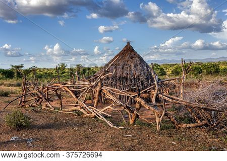 Cattle Pen In Hamar Village, The Hamar People Are A Primitive Tribe In South Ethiopia, Africa