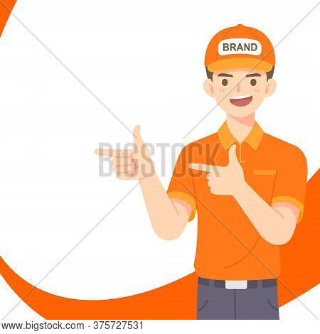 Smat Delivery Staf Man In Orange Uniform
