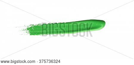 Green chroma brush stroke paiting over isolated background, canvas watercolor texture 