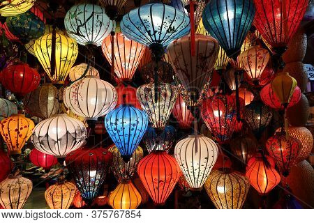 Lanterns in Hoi An, Vietnam. Ancient city. World Heritage