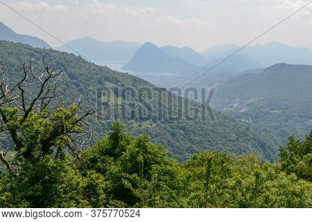 View At Lugano From The Capriasca Valley In Switzerland