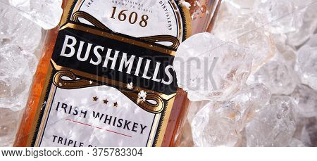 Bottle Of Bushmills Original Irish Whiskey In Crushed Ice