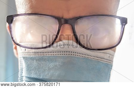 Fogged Glasses Due To Condensation Caused By The Use Of A Mask