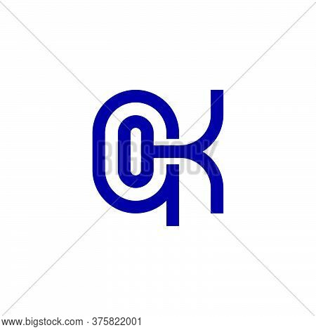 Abstract Letter Qk Linked Geometric Line Symbol Vector