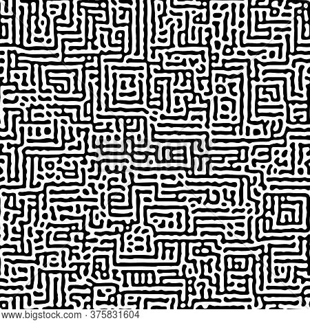 Intricate Geometric Turing Pattern In Classic Black And White Seamless Pattern Vector Backgroun