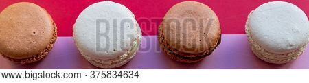 Colorful Unstable French Macaroon Cookies Like Background, Dessert Concept.pop Art Color Style With 