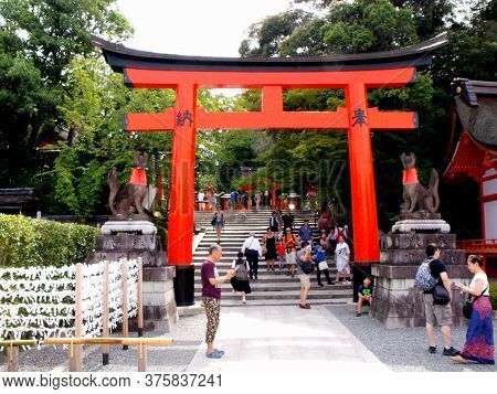 Kyoto, Japan, July 15, 2016: Fushimi Inari Taisha Temple. The temple of a thousand Toriis. Kyoto. Japan