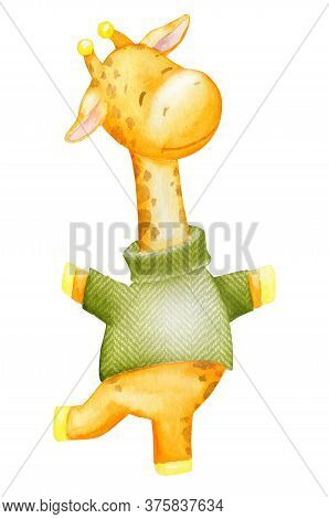 Cute Turtle Is Standing. Watercolor Drawing On An Isolated Background.