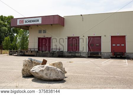 Bordeaux , Aquitaine / France - 07 07 2020 : Db Schenker Logo Sign On Logistic Building Wall Part Of