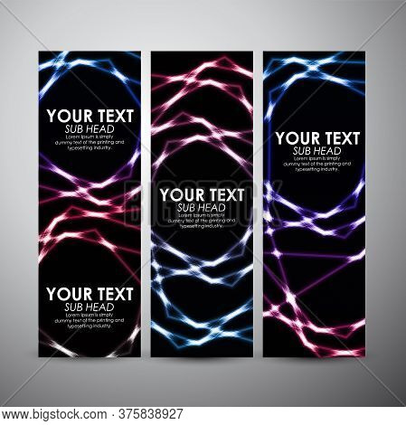 Abstract Shining Line Pattern. Vector Banners Set Background. Vector Illustration.