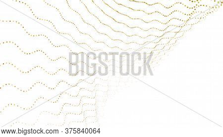 Abstract Golden Dots Lines Wavy Background Design