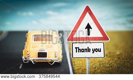 Street Sign The Direction Way To Thank You