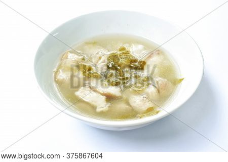Boiled Pork Leg And Belly With Cowa Leaf Soup On Bowl