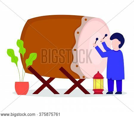Illustration Of People Happy Mubarak. Celebrating People Who Celebrate Ramadan Kareem. Vector Illust