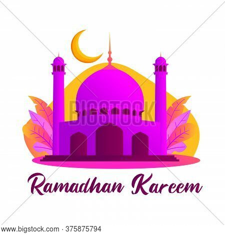 Ramadan Kareem Illustration With Mosque. Vector Illustration
