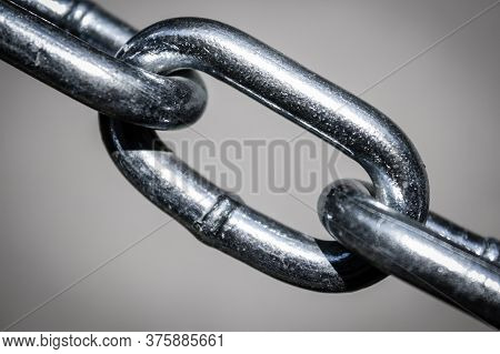 Stainless Steel Chain Links. Industrial Metal Background