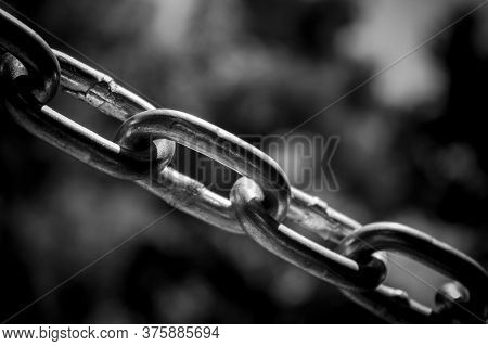 Stainless Steel Chain Links. Industrial Metal Background