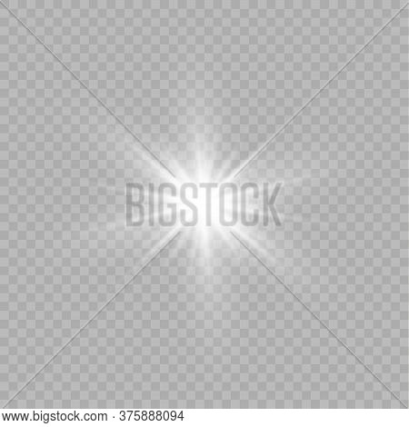 White Glowing Light Explodes On A Transparent Background. Sparkling Magical Dust Particles. Bright S