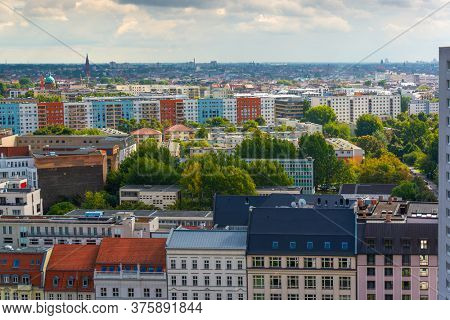 East Berlin, Germany apartment blocks skyline in the afternoon.