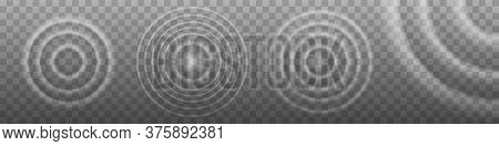 Round Water Ripples. Circle Sound Waves Set. Vector Illustration.